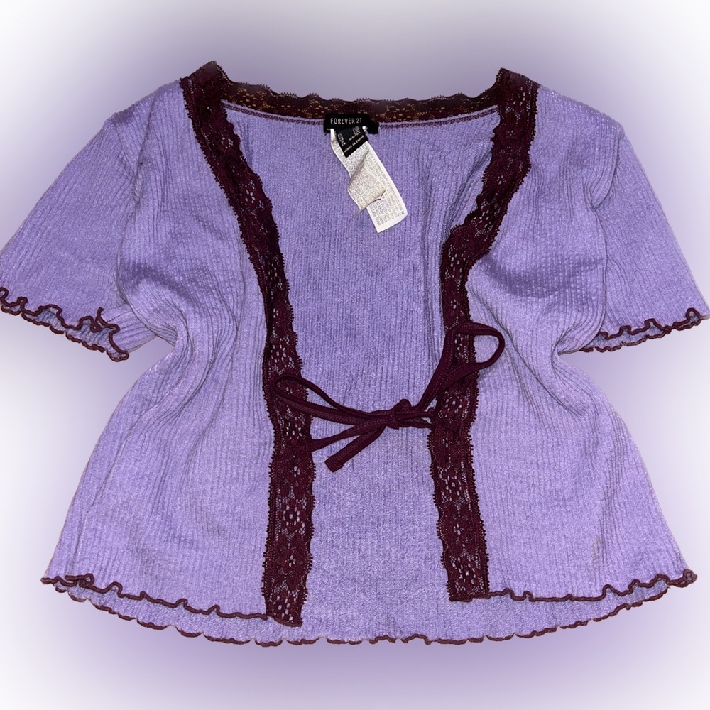 y2k 2000s purple forever 21 tie top ! size s !